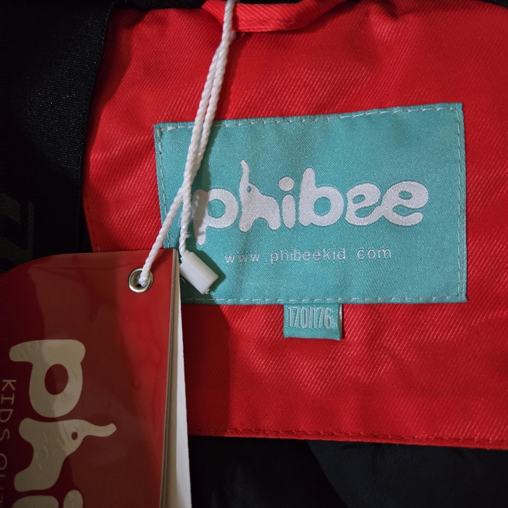PHIBEE Youth, See Sizing, Red Outdoor Down Ski Jacket, Bold Zigzag Design- NWT - Picture 3 of 15
